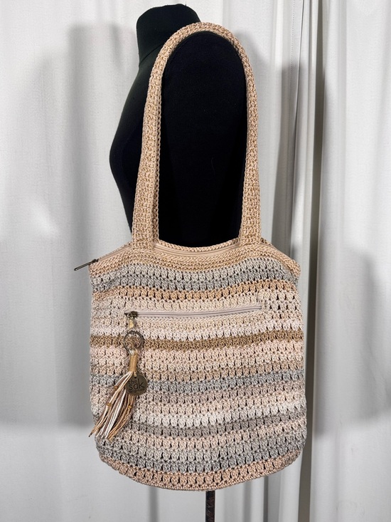 The Sak Handbags - The Sak Neutral Striped Crochet Shoulder Tote Bag